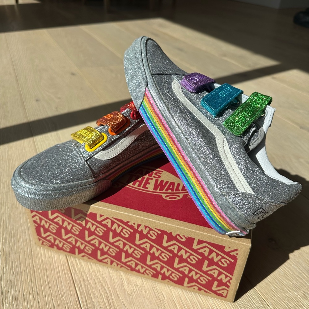 Vans Glitter Sneakers with Rainbow Straps